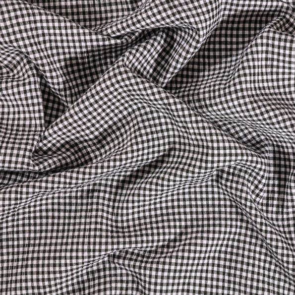 Tissu Seersucker Carreaux Noirs sur fond Blanc - Par 10 cm