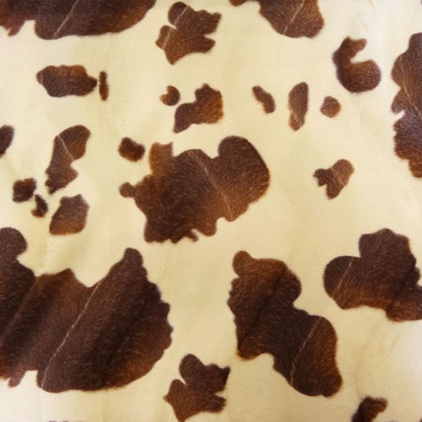 Coupon Tissu Velours Peau de bête Vache Ecru et marron x10cm - Coupon de 240 cm