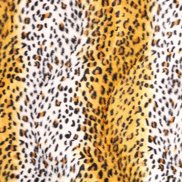 Tissu Velours Peau de bête Léopard Ecru et Moutarde - Par 10 cm