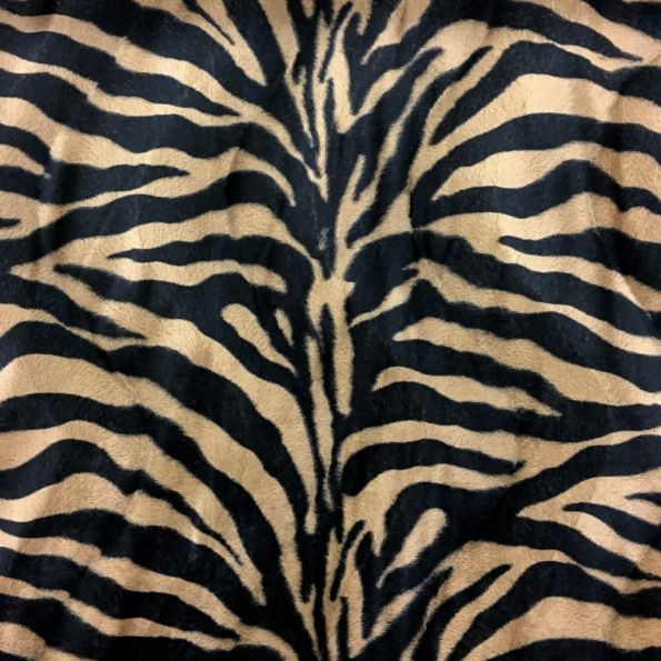 Tissu Velours Peau de bête Zèbre Marron et noir x10cm