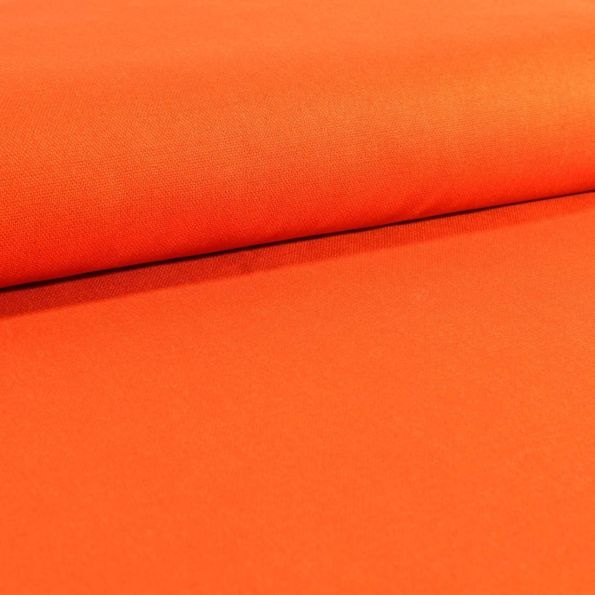 Tissu Toile Coton Canvas uni Orange Citrouille - Par 10 cm