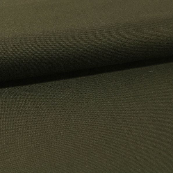 Coupon Tissu Toile Coton Canvas uni Vert Kaki Foncé - Coupon de 40 cm