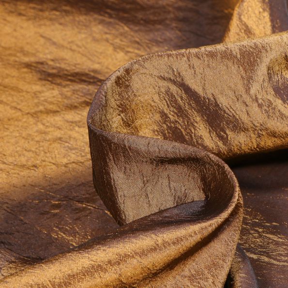 Tissu Taffetas d'habillement Froissé sur fond Doré - Par 10 cm