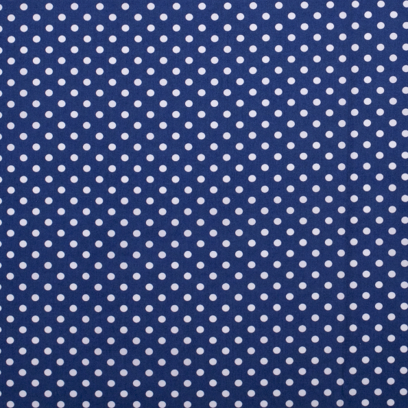Tissu Coton imprimé Bleu Pois 8 mm Blancs - Par 10 cm
