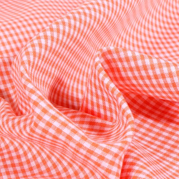 Tissu Vichy Mini carreaux 3 mm Orange - Par 10 cm