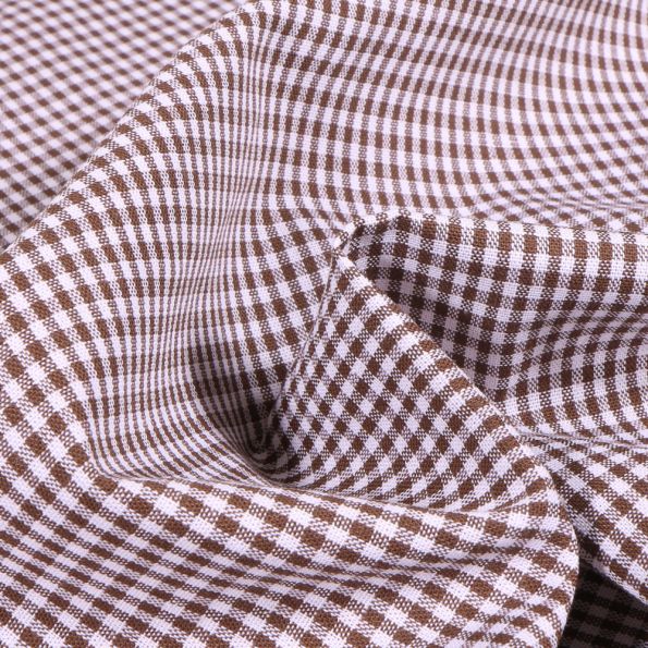 Tissu Vichy Mini carreaux 3 mm Marron - Par 10 cm