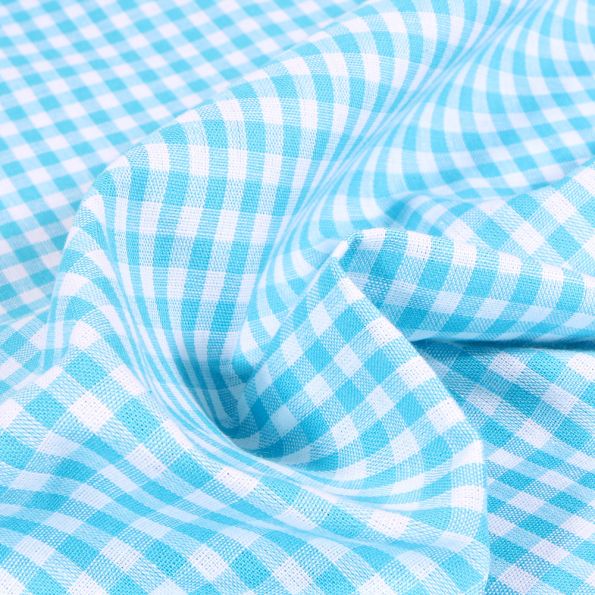 Tissu Vichy Petits carreaux 5 mm Bleu turquoise - Par 10 cm