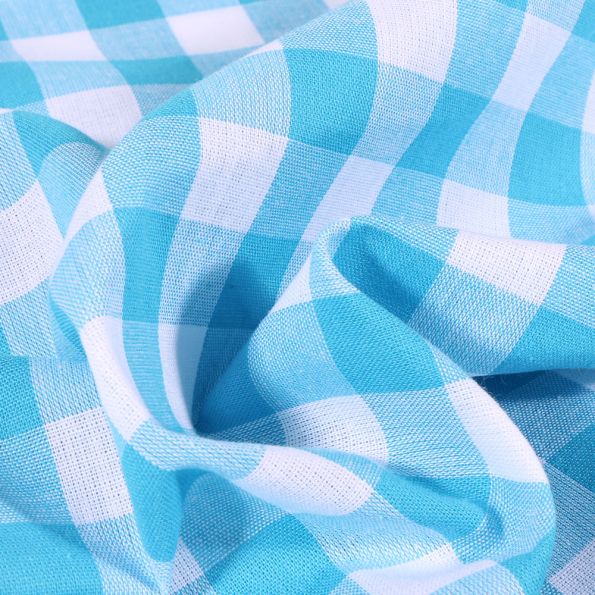 Tissu Vichy Très grands carreaux 17 mm Bleu turquoise - Par 10 cm