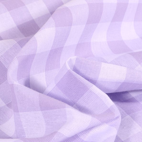 Tissu Vichy Très grands carreaux 17 mm Lavande - Par 10 cm