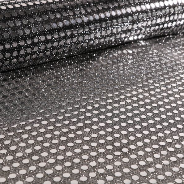 Tissu Jersey Paillettes Noires sur fond Noir - Par 10 cm