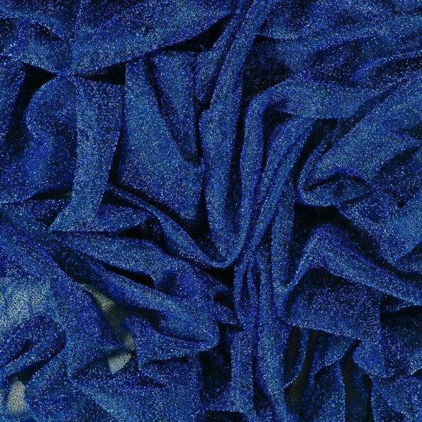 Tissu Voile de jersey pailleté Bleu roi - Par 10 cm