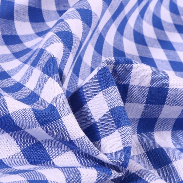 Tissu Vichy Grands carreaux 10 mm Bleu roi - Par 10 cm
