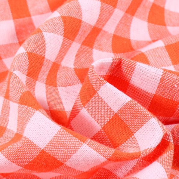 Tissu Vichy Grands carreaux 10 mm Orange - Par 10 cm