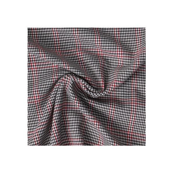 Tissu Tartan Carreaux noirs et rouges sur fond Noir - Par 10 cm