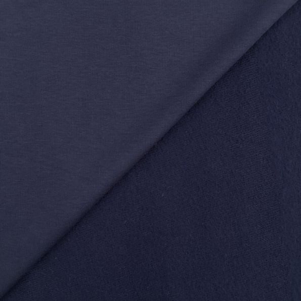 Coupon Tissu Molleton Sweat uni Bleu marine x10cm - Coupon de 100 cm
