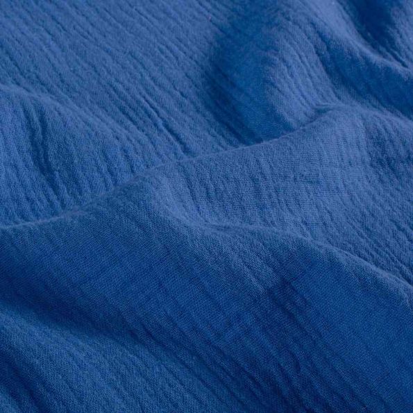 Tissu Double gaze de Coton uni Bleu roi - Coupon de 3 mètres
