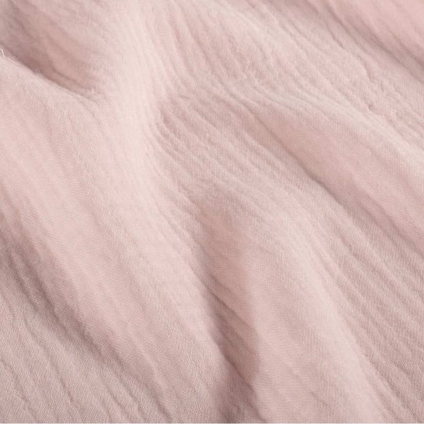 Tissu Double gaze de Coton uni Rose poudré - Coupon de 3 mètres