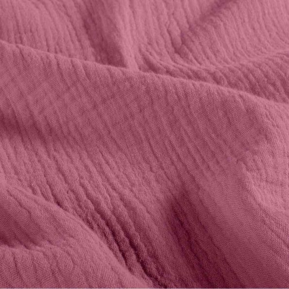 Tissu Double gaze de Coton uni Vieux rose - Coupon de 3 mètres