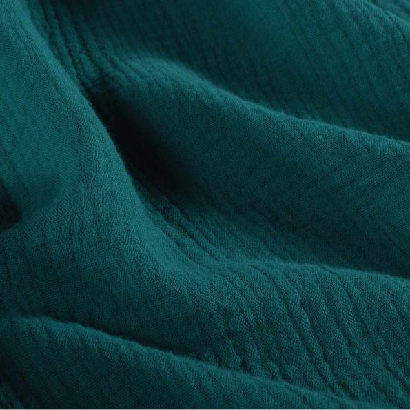 Tissu Double gaze de Coton uni Bleu canard - Coupon de 3 mètres