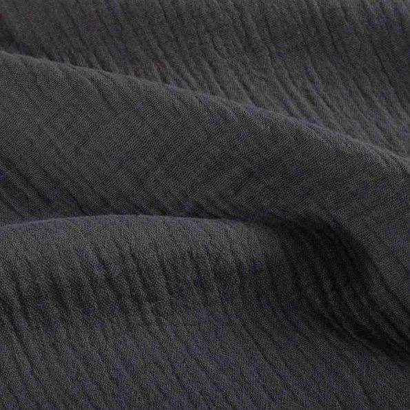 Tissu Double gaze de Coton uni Gris anthracite - Coupon de 3 mètres
