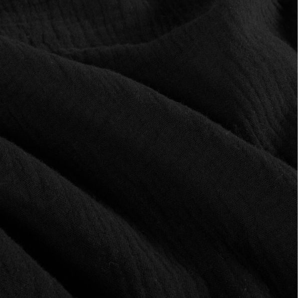 Tissu Double gaze de Coton uni Noir - Coupon de 3 mètres