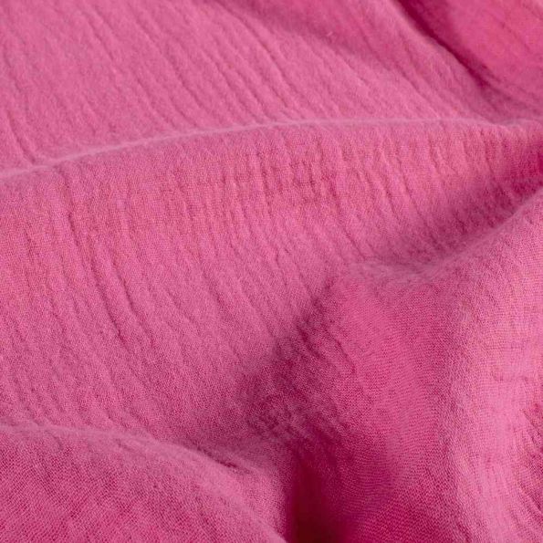 Tissu Double gaze de Coton uni Fuchsia - Coupon de 3 mètres