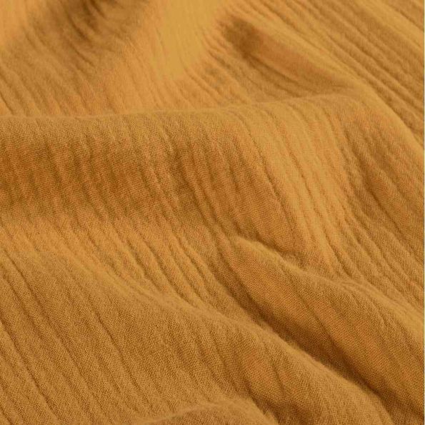 Tissu Double gaze de Coton uni Moutarde - Coupon de 3 mètres