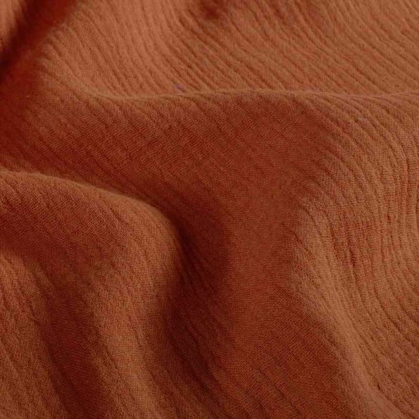 Tissu Double gaze de Coton uni Rouille - Coupon de 3 mètres