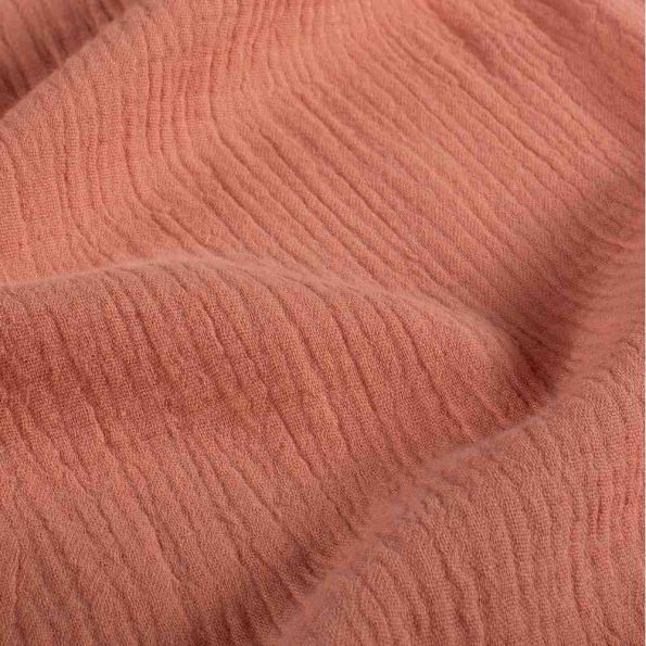 Tissu Double gaze de Coton uni Corail - Coupon de 3 mètres