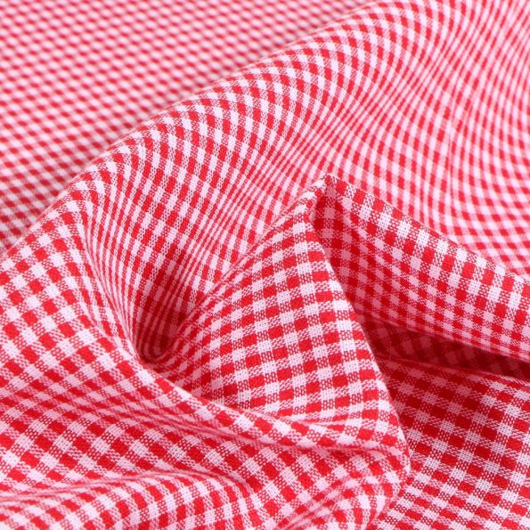 Tissu Vichy Mini carreaux 3 mm Rouge - Coupon de 3 mètres