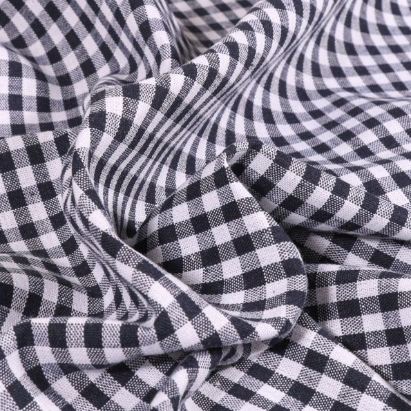 Tissu Vichy Petits carreaux 5 mm Bleu marine - Coupon de 3 mètres