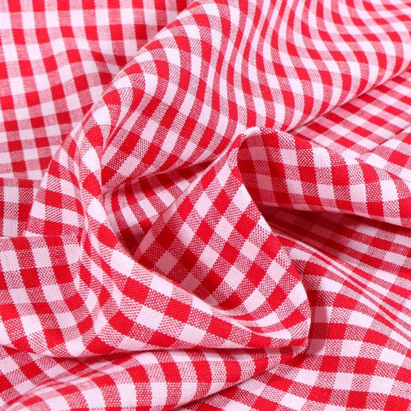 Tissu Vichy Petits carreaux 5 mm Rouge - Coupon de 3 mètres