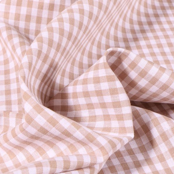 Tissu Vichy Petits carreaux 5 mm Beige - Coupon de 3 mètres