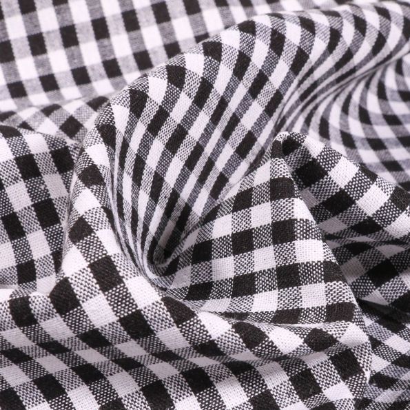 Tissu Vichy Petits carreaux 5 mm Noir - Coupon de 3 mètres