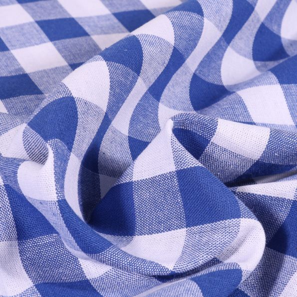 Tissu Vichy Très grands carreaux 17 mm Bleu roi - Coupon de 3 mètres