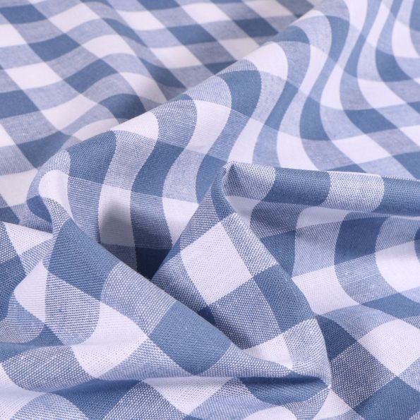 Tissu Vichy Très grands carreaux 17 mm Bleu ancien - Coupon de 3 mètres