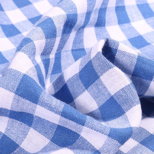 Tissu Vichy Grands carreaux 10 mm Bleu ancien - Coupon de 3 mètres