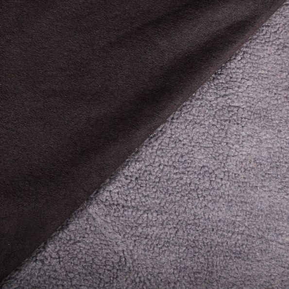 Tissu Aspect Peau retournée Doublure Mouton Gris