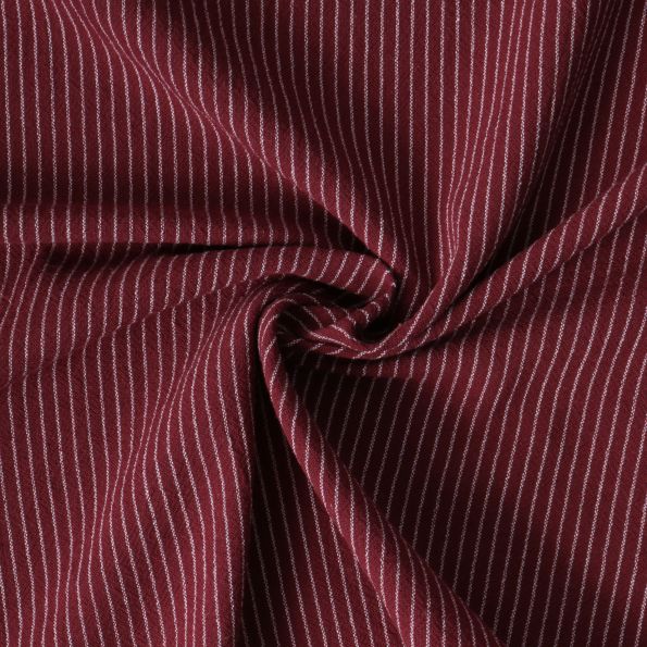 Tissu Polycoton Eliott rayures Blanches 3mm sur fond Bordeaux - Par 10 cm