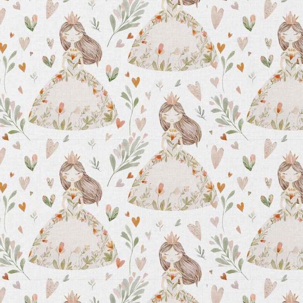 Tissu Popeline de Coton  Niouchka sur fond Blanc - Par 10 cm