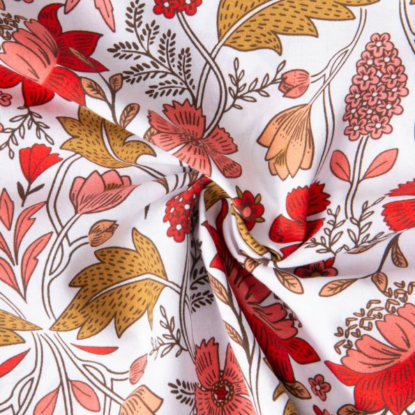 Tissu Coton imprimé Arty Fleuris Lizula sur fond Blanc - Par 10 cm