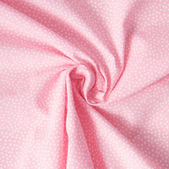 Tissu Coton imprimé Arty Tassin tacheté Blanc sur fond Rose - Par 10 cm