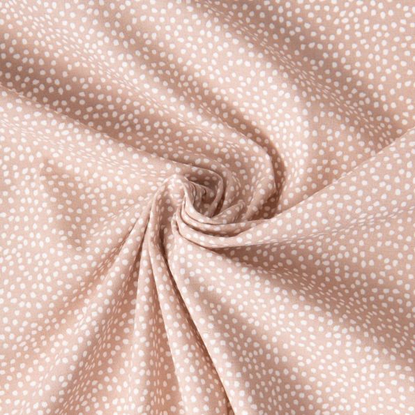 Tissu Coton imprimé Arty Tassin tacheté Blanc sur fond Beige sable - Par 10 cm