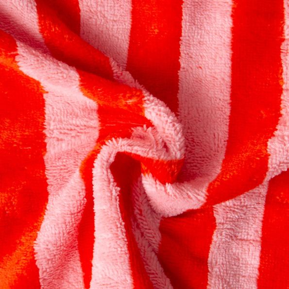 Tissu Eponge Bambou Tout doux rayé Rose et Orange - Par 10 cm