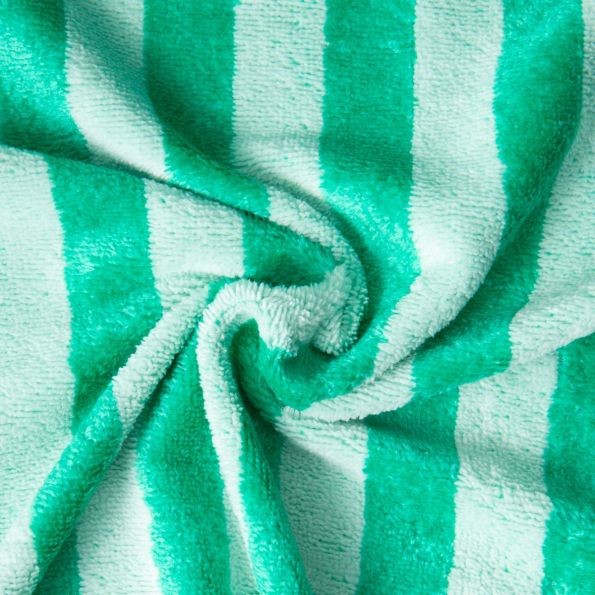 Tissu Eponge Bambou Tout doux rayé Menthe et Vert - Par 10 cm