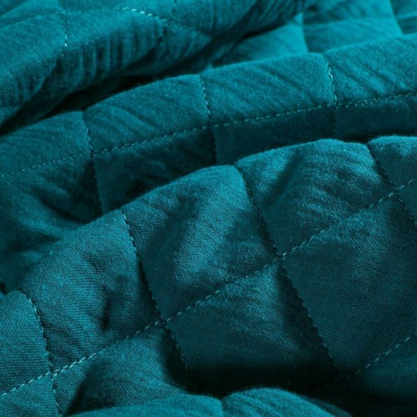 Coupon Tissu Double gaze Matelassée Bleu pétrole - Coupon de 20 cm