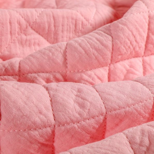 Tissu Double gaze Matelassée Rose blush - Par 10 cm