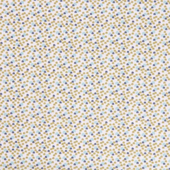 Tissu Coton Imprimé Arty Demi-cercles Verts et bleus sur fond Blanc - Par 10 cm