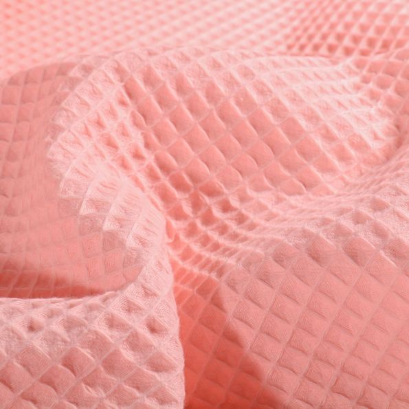 Tissu Nid d'abeille  Rose blush - Par 10 cm