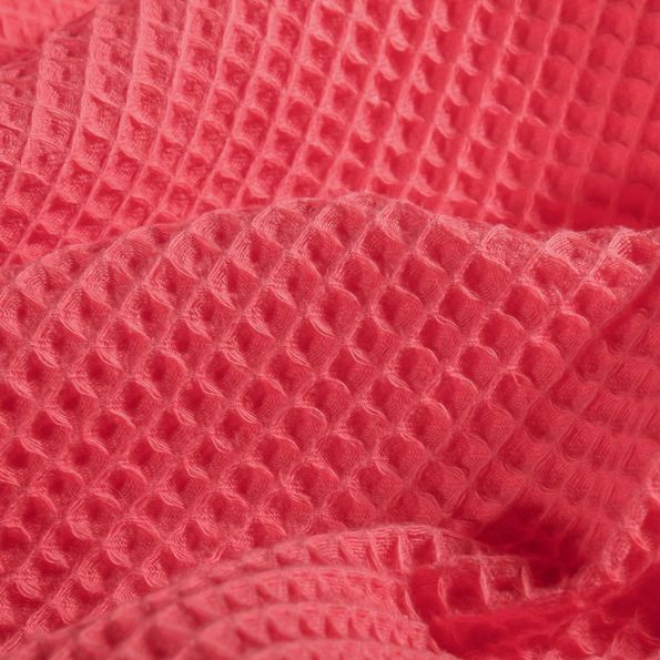 Tissu Nid d'abeille  Corail - Par 10 cm